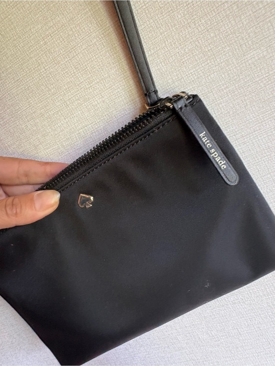 kate spade Accessories - kate spade Black Nylon Wristlet Pouch with Logo Tab